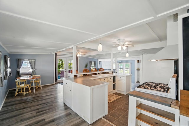 kitchen featuring french doors, a ceiling fan, a sink, and a healthy amount of sunlight