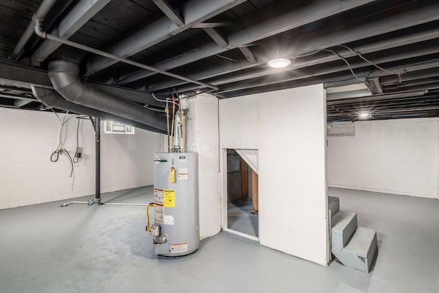 below grade area with gas water heater