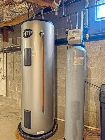 utility room featuring water heater