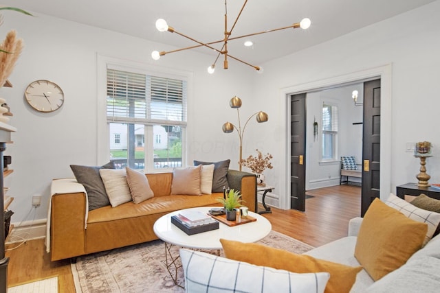 618 Berkeley Rd, Columbus, OH 43205 - living area with a chandelier, light wood-type flooring, and recessed lighting