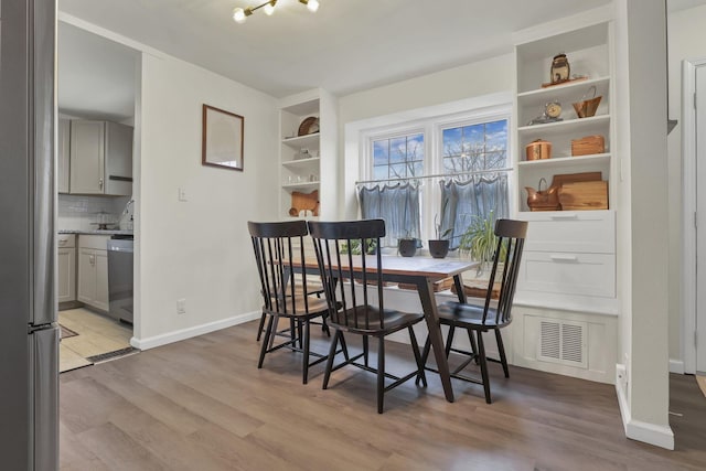 603 S James Rd, Columbus, OH 43213 - dining area with visible vents, light wood finished floors, and baseboards