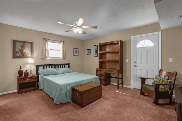 5968 Lisa St, Columbus, OH 43231 - bedroom with light colored carpet, baseboards, ceiling fan, and a textured ceiling