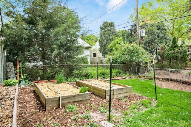 view of yard with fence and a vegetable garden