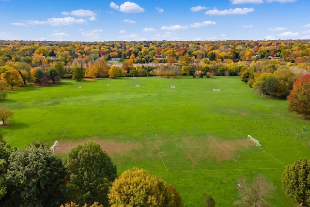 drone / aerial view with view of golf course