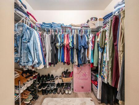 walk in closet featuring wood finished floors