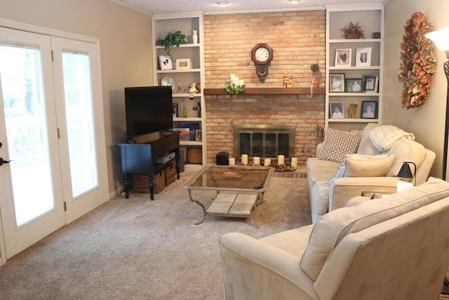 10160 Wellington Dr, Pickerington, OH 43147 - living area with crown molding, carpet, and built in shelves