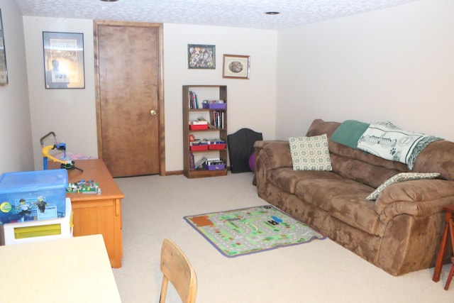 10160 Wellington Dr, Pickerington, OH 43147 - carpeted living room featuring a textured ceiling
