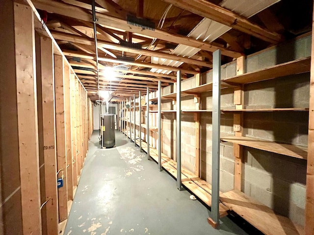 storage area with gas water heater