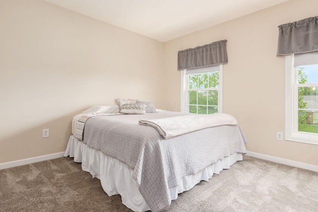 bedroom featuring baseboards and carpet