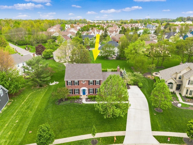 drone / aerial view with a residential view