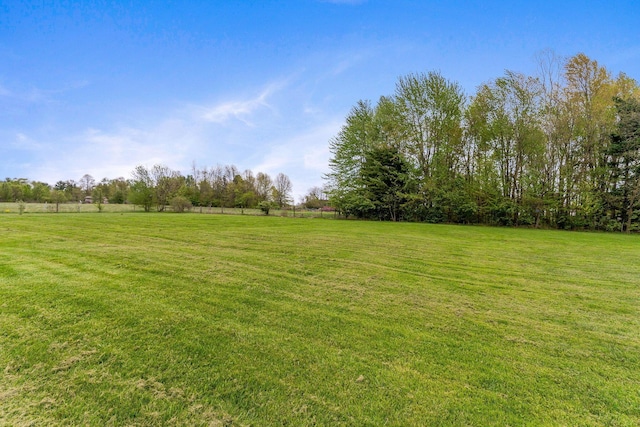 view of yard featuring fence and a rural view