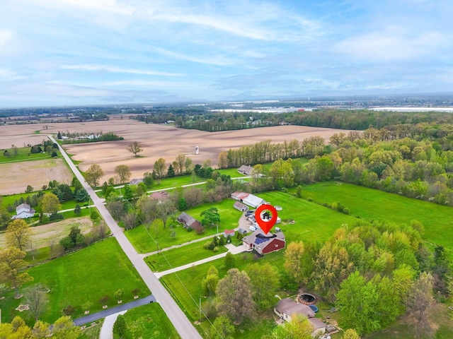 aerial view with a rural view