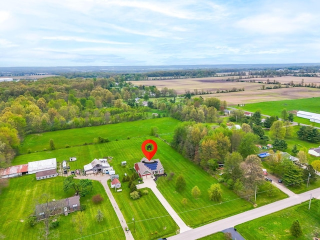 aerial view featuring a rural view