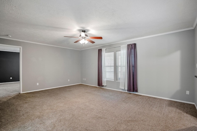 24796 E Fork Rd, Laurelville, OH 43135 - spare room featuring baseboards, carpet flooring, ceiling fan, and ornamental molding