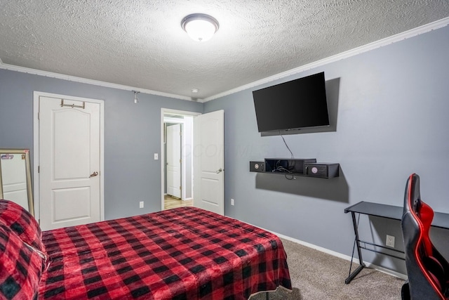 24796 E Fork Rd, Laurelville, OH 43135 - bedroom featuring crown molding, baseboards, carpet, and a textured ceiling