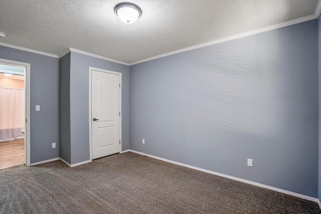 24796 E Fork Rd, Laurelville, OH 43135 - unfurnished bedroom with carpet floors, a textured ceiling, crown molding, and baseboards