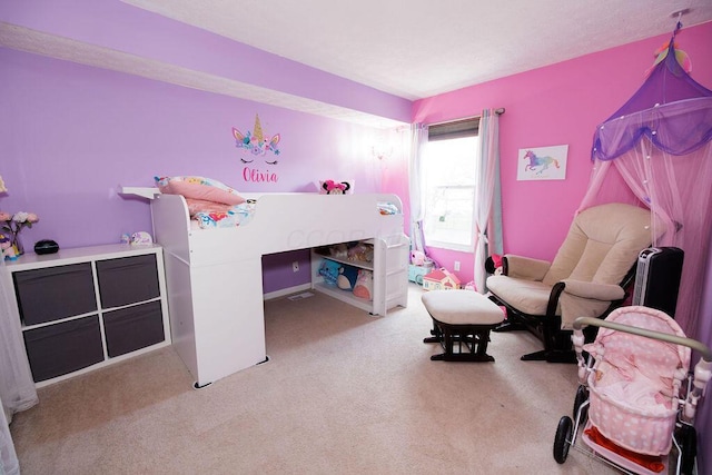 bedroom featuring carpet