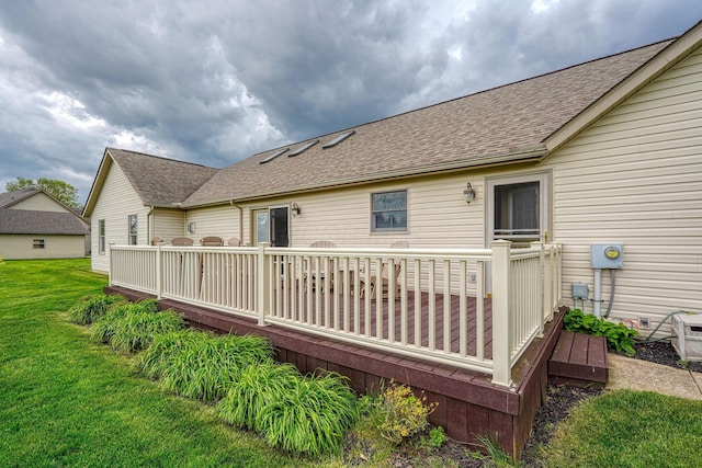 4656 Meadowgrove Dr NW, Carroll, OH 43112 - back of property with roof with shingles, a deck, and a yard