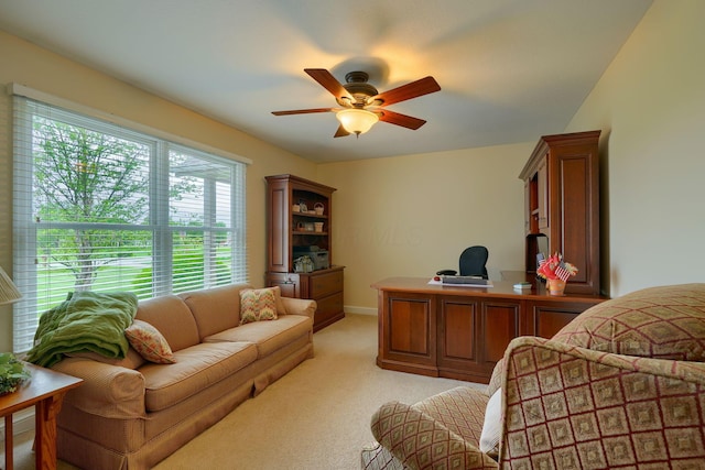 4656 Meadowgrove Dr NW, Carroll, OH 43112 - home office with ceiling fan, light colored carpet, and baseboards