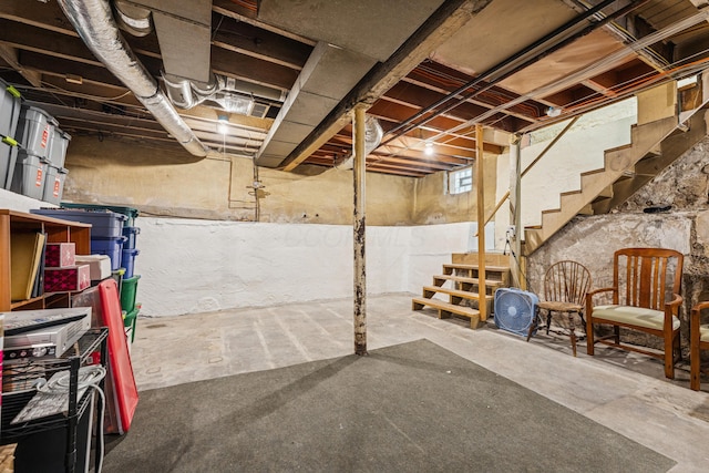 below grade area featuring stairway