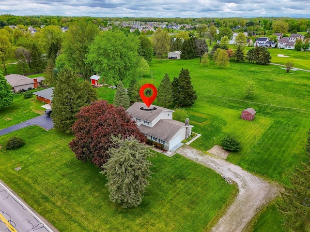 aerial view with a residential view