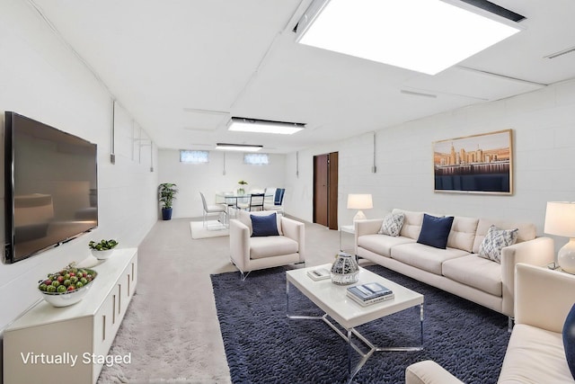 carpeted living area featuring visible vents