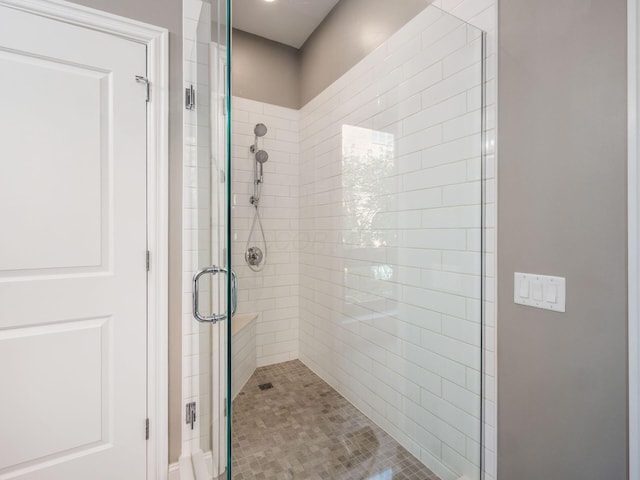 bathroom with a stall shower