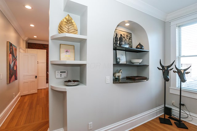 200 Thurman Ave, Columbus, OH 43206 - interior space featuring crown molding, baseboards, a healthy amount of sunlight, and wood finished floors