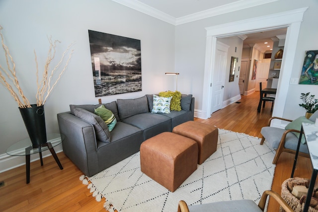 200 Thurman Ave, Columbus, OH 43206 - living area with baseboards, ornamental molding, and wood finished floors