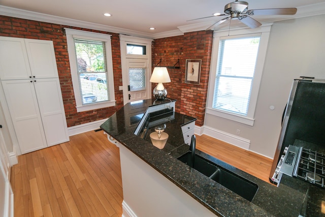 200 Thurman Ave, Columbus, OH 43206 - office featuring crown molding, baseboards, plenty of natural light, and light wood finished floors