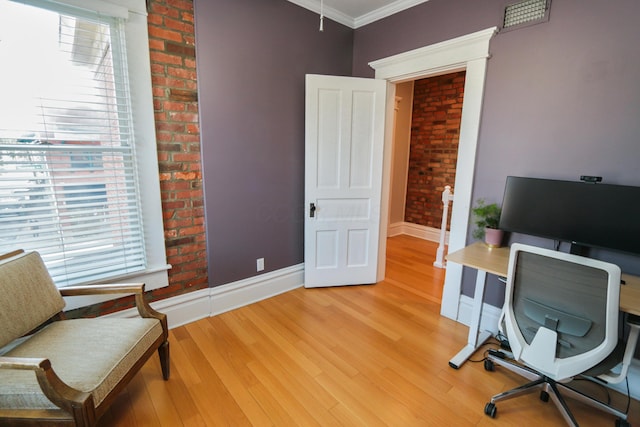 200 Thurman Ave, Columbus, OH 43206 - office with crown molding, baseboards, and light wood-style flooring