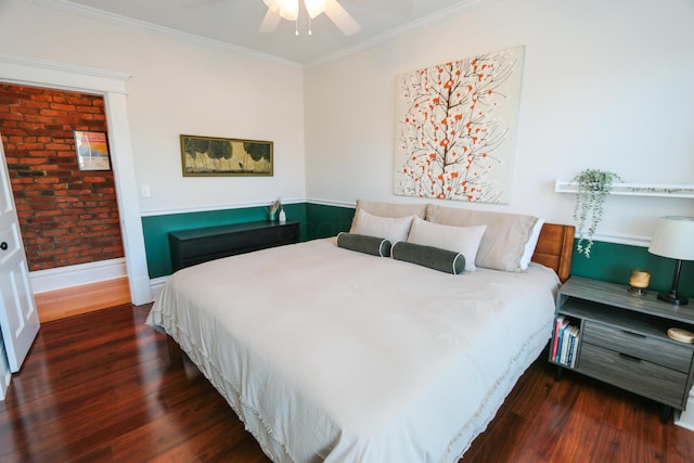 200 Thurman Ave, Columbus, OH 43206 - bedroom with crown molding, a ceiling fan, baseboards, and wood finished floors