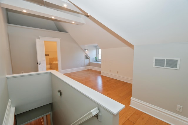 200 Thurman Ave, Columbus, OH 43206 - bonus room featuring visible vents, baseboards, recessed lighting, light wood-style flooring, and vaulted ceiling