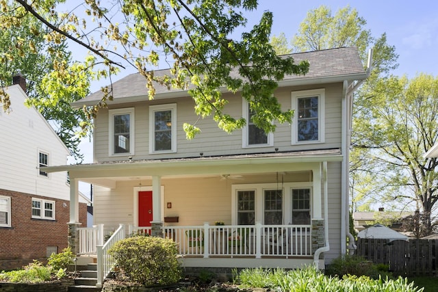 47 Richards Rd, Columbus, OH 43214 - view of front facade with fence and covered porch