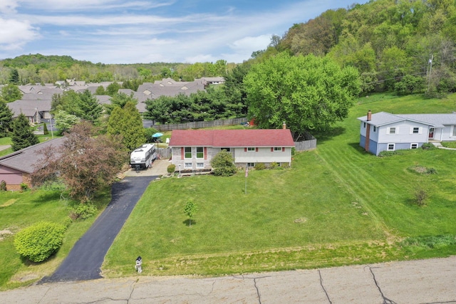 aerial view with a residential view
