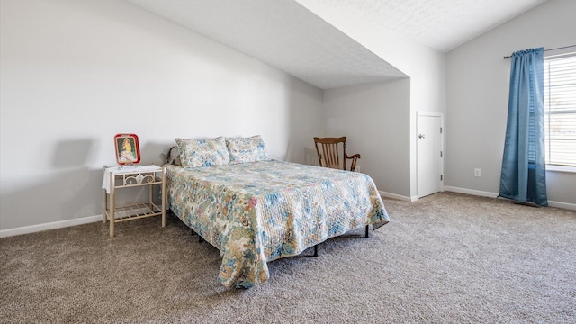 42 Ellington Commons Ln, Granville, OH 43023 - carpeted bedroom featuring a textured ceiling, baseboards, and lofted ceiling