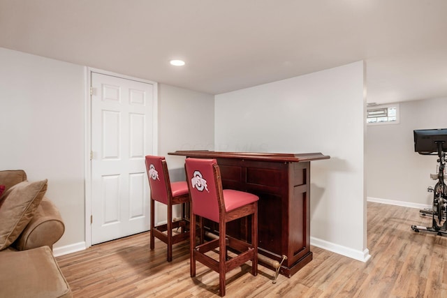 439 Chatham Rd, Columbus, OH 43214 - bar featuring baseboards, recessed lighting, a dry bar, and wood finished floors