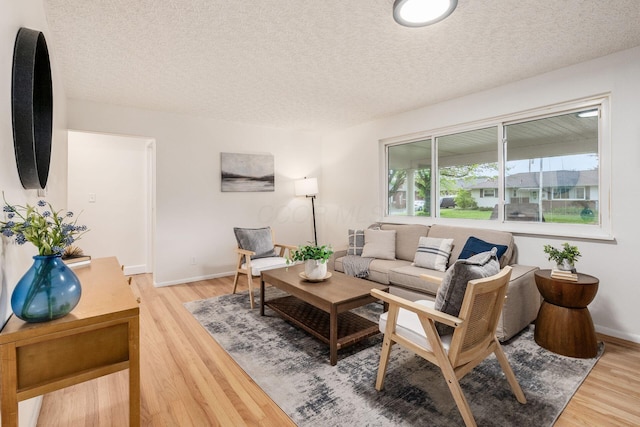 2583 Kingston Ave, Grove City, OH 43123 - living room with light wood-style floors, a textured ceiling, and baseboards