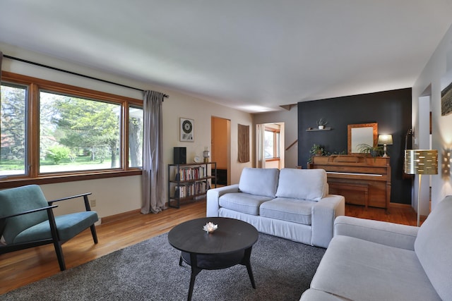 living area with wood finished floors