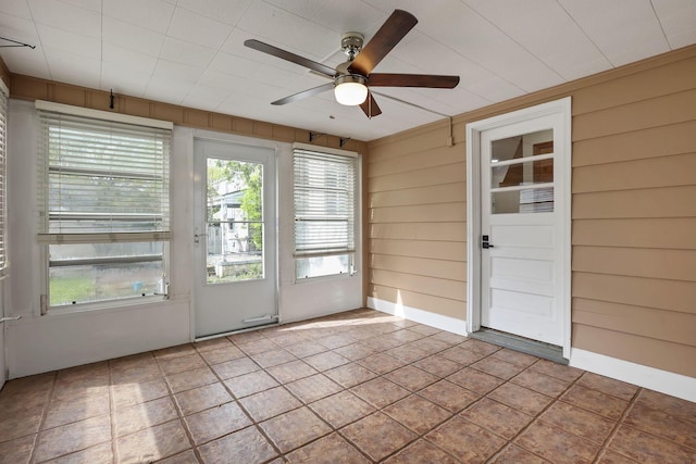 view of unfurnished sunroom