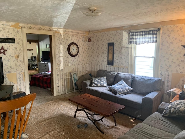 167 Fountain St, Logan, OH 43138 - living area featuring wallpapered walls and a textured ceiling