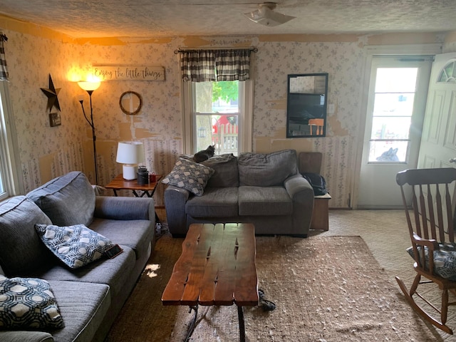 167 Fountain St, Logan, OH 43138 - living area featuring wallpapered walls and a textured ceiling