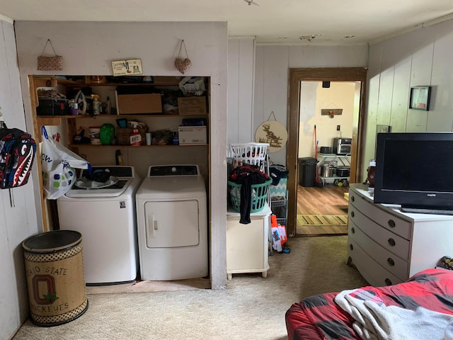 167 Fountain St, Logan, OH 43138 - clothes washing area with laundry area, washing machine and dryer, and carpet