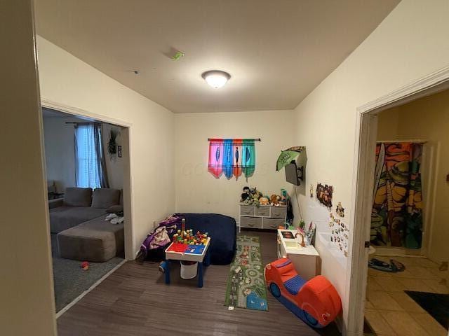 playroom featuring wood finished floors