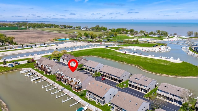 bird's eye view featuring a water view