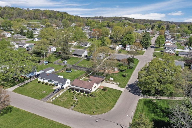 birds eye view of property with a residential view