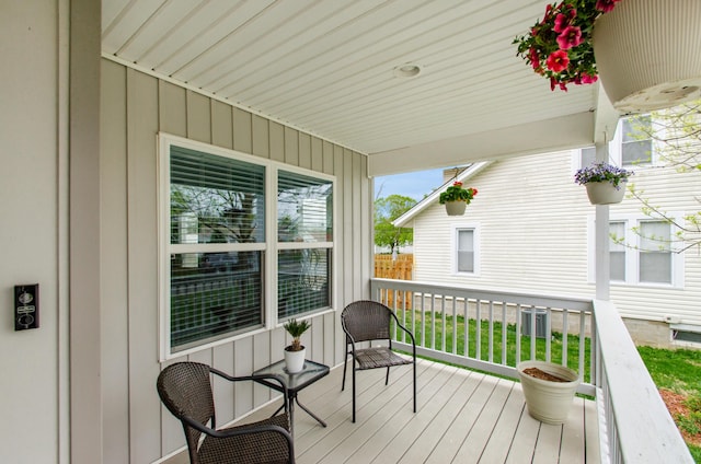 wooden terrace with cooling unit