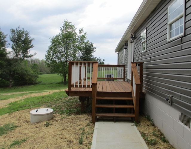 deck featuring a lawn