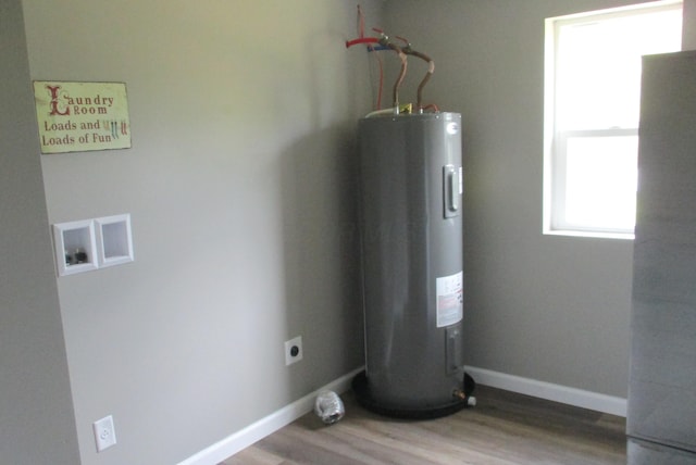 utility room featuring water heater