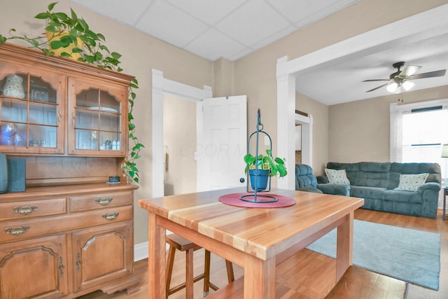 54 E Smiley Ave, Shelby, OH 44875 - dining area with a ceiling fan and light wood finished floors